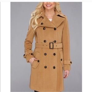 Cole Haan Wool Double-Breasted Trench coat in Camel- Size 2.